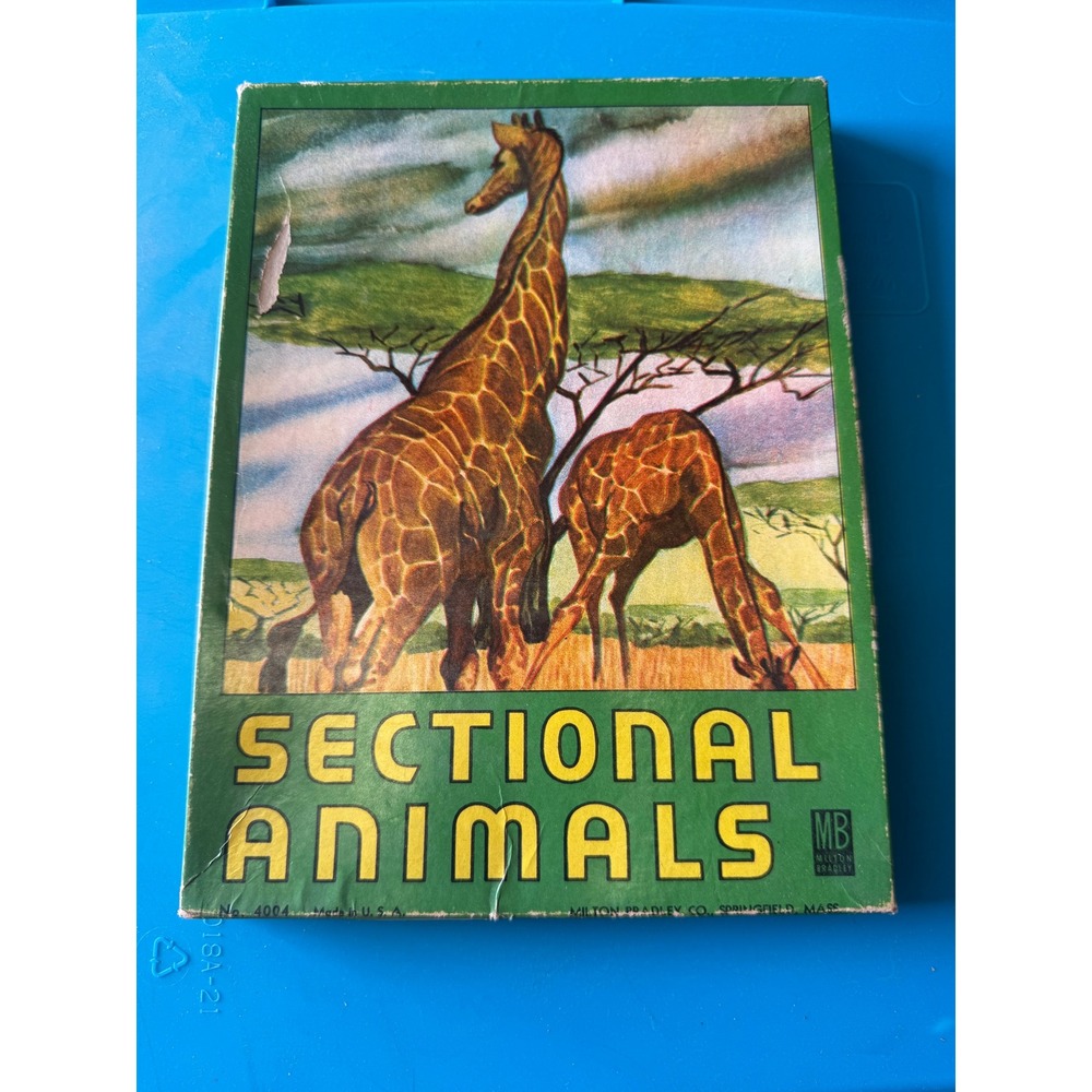 Vintage Milton Bradley Sectional Animals Jigsaw Puzzle Set No 4004 1940s 1950s